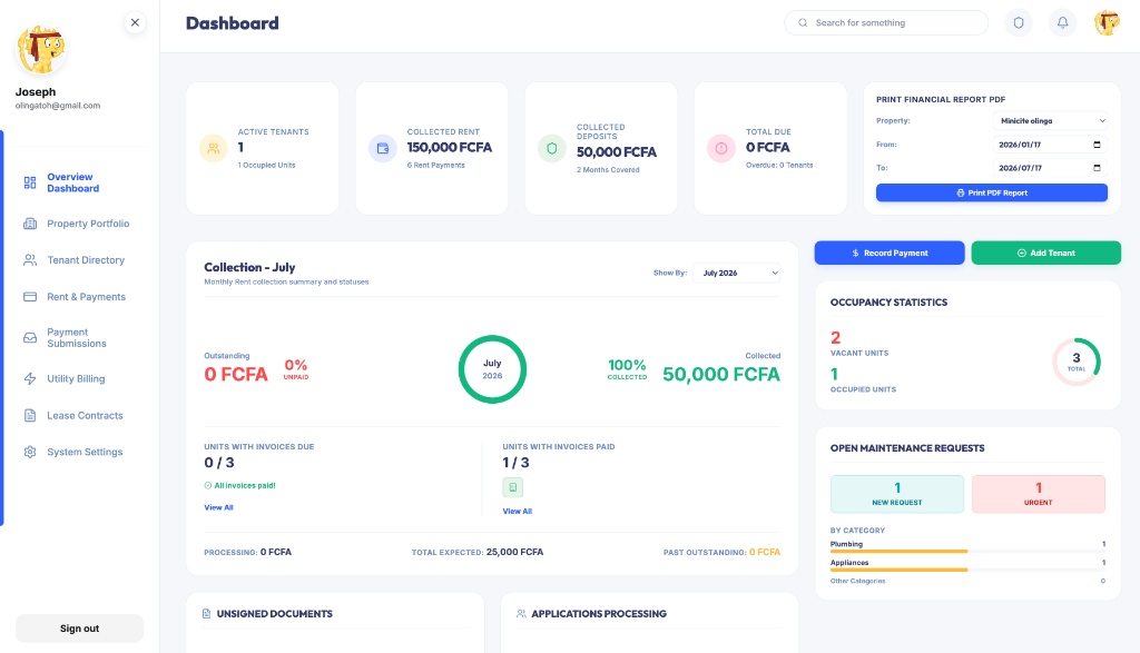 Property Manager Pro Dashboard Mockup
